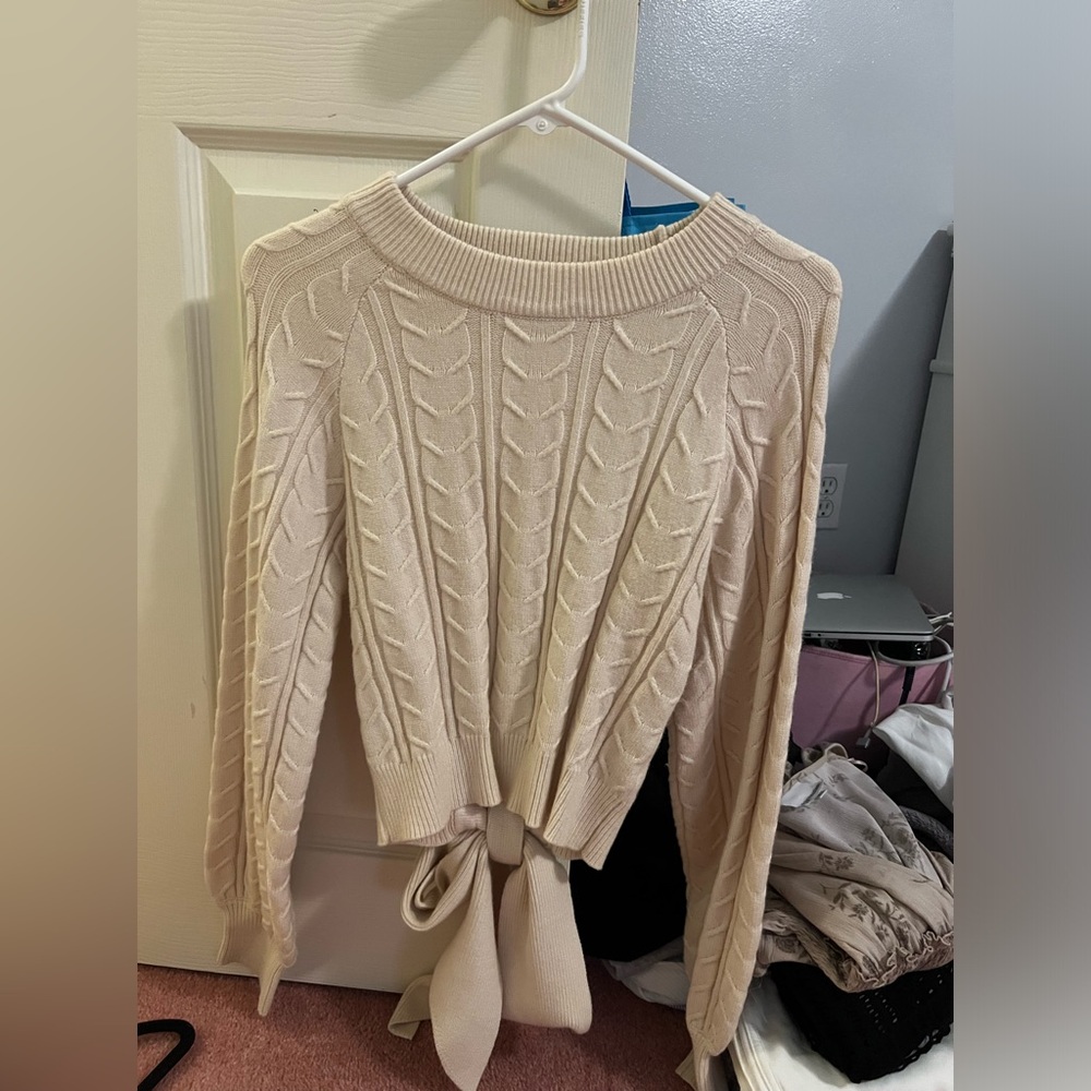 Beige open back sweater